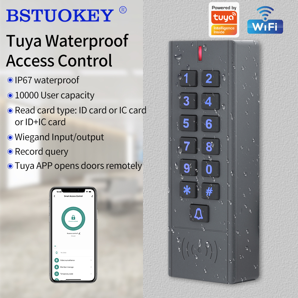 サポート Tuya アプリ WiFi アクセス コントローラー屋外防水スタンドアロン RFID キーパッド システム 125Khz 13.56Mhz WG26-58 リモートでロック解除
