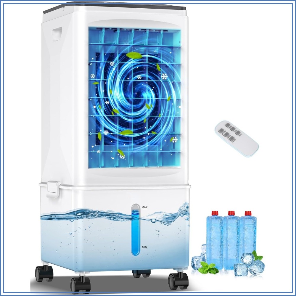 ポータブルエアコン、蒸発空気クーラー、2.5ガロンタンク付き、急速冷却、3スピード、窓なしAC、7時間タイマー付き、部屋、ホームオフィス、ガレージ用