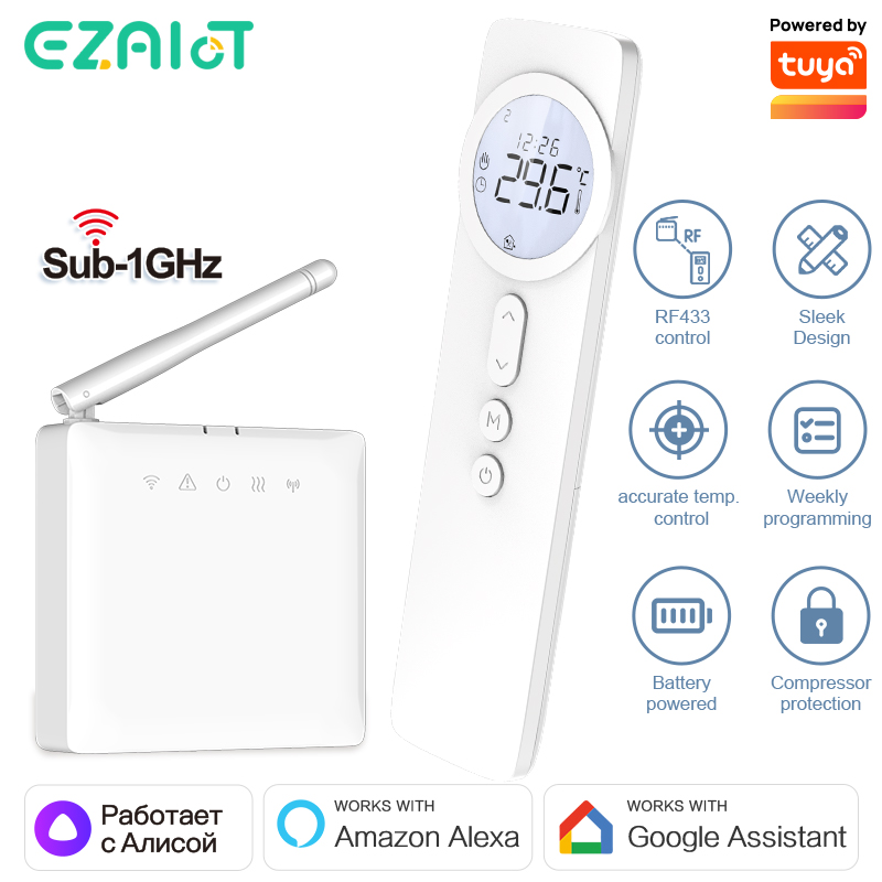 ワイヤレス WiFi RF433 サーモスタット ガスボイラー用 水床暖房 スマート Tuya 温度コントローラー アリス Alexa Google ホーム