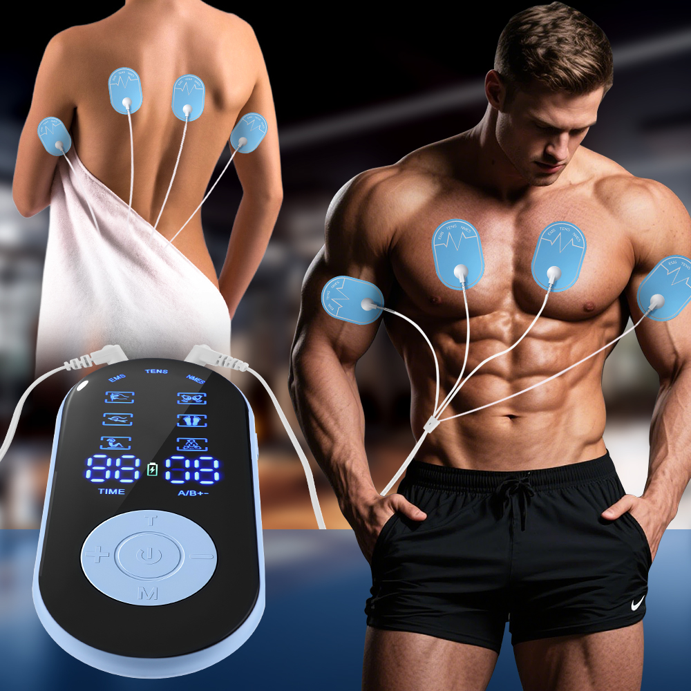 6 モード Tens 電気筋肉刺激装置デュアルチャンネル TENS EMS NMES 調整可能な全身マッサージツール背中腰膝用
