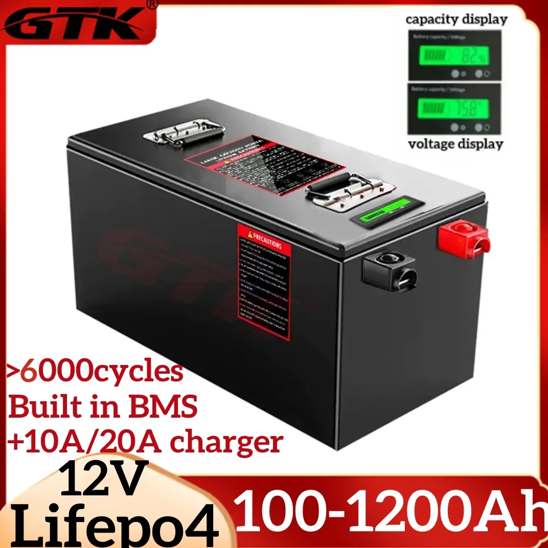 12V 12.8V 100Ah 200Ah 300Ah 400Ah 500Ah 600Ah 800Ah 1000Ah lithium lifepo4 battery solar system inverter with Bluetooth bt BMS