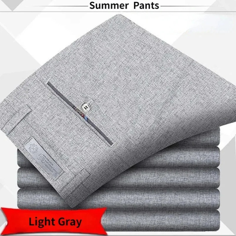 Men's Autumn Thick Summer Thin Casual Pants Straight Formal Long Trouser Adult Solid Color Flat Design Suit Pant Business KOACUS