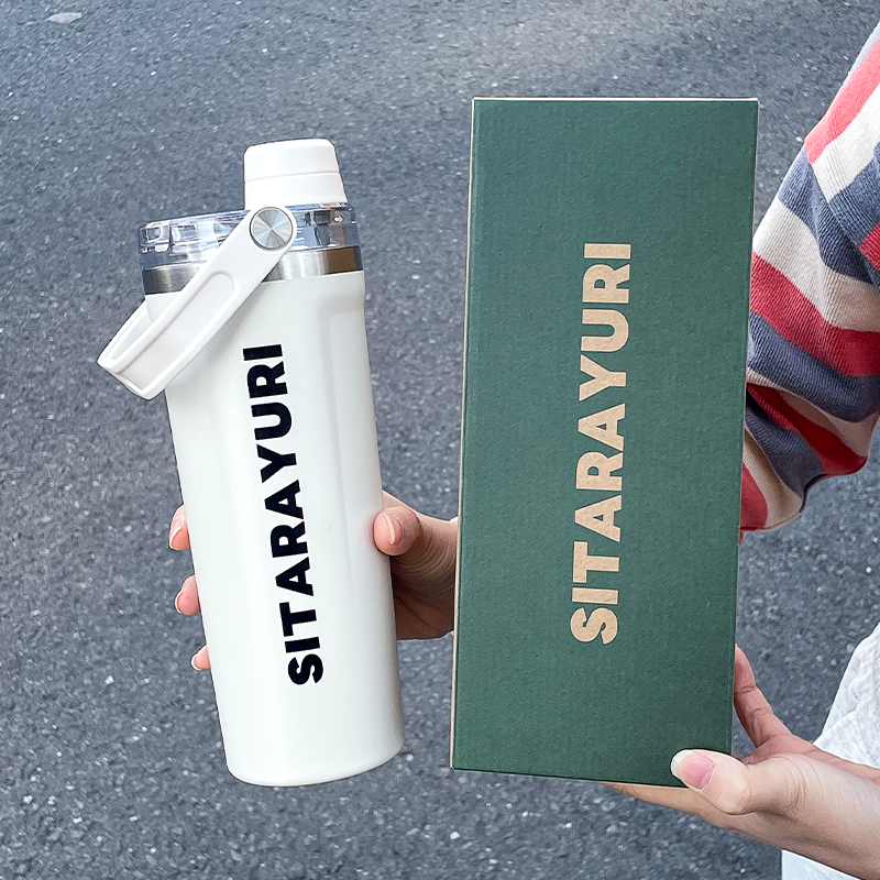 磁気蓋付き真空断熱タンブラー1個、800mlデュアル飲料水カップ、キャリーハンドル付き、ホット