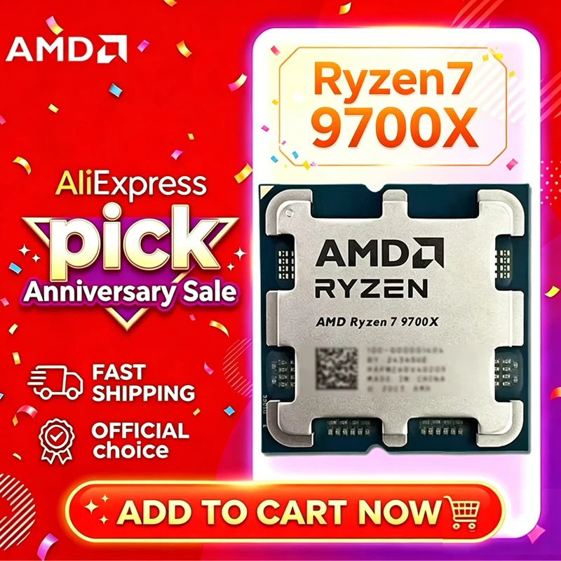 AMD Ryzen 7 9700X 8 コア 16 スレッド 5.5GHz 最大ブースト Zen5 AM5 CPU 3D レンダリングゲーム用ルースなしパッケージ