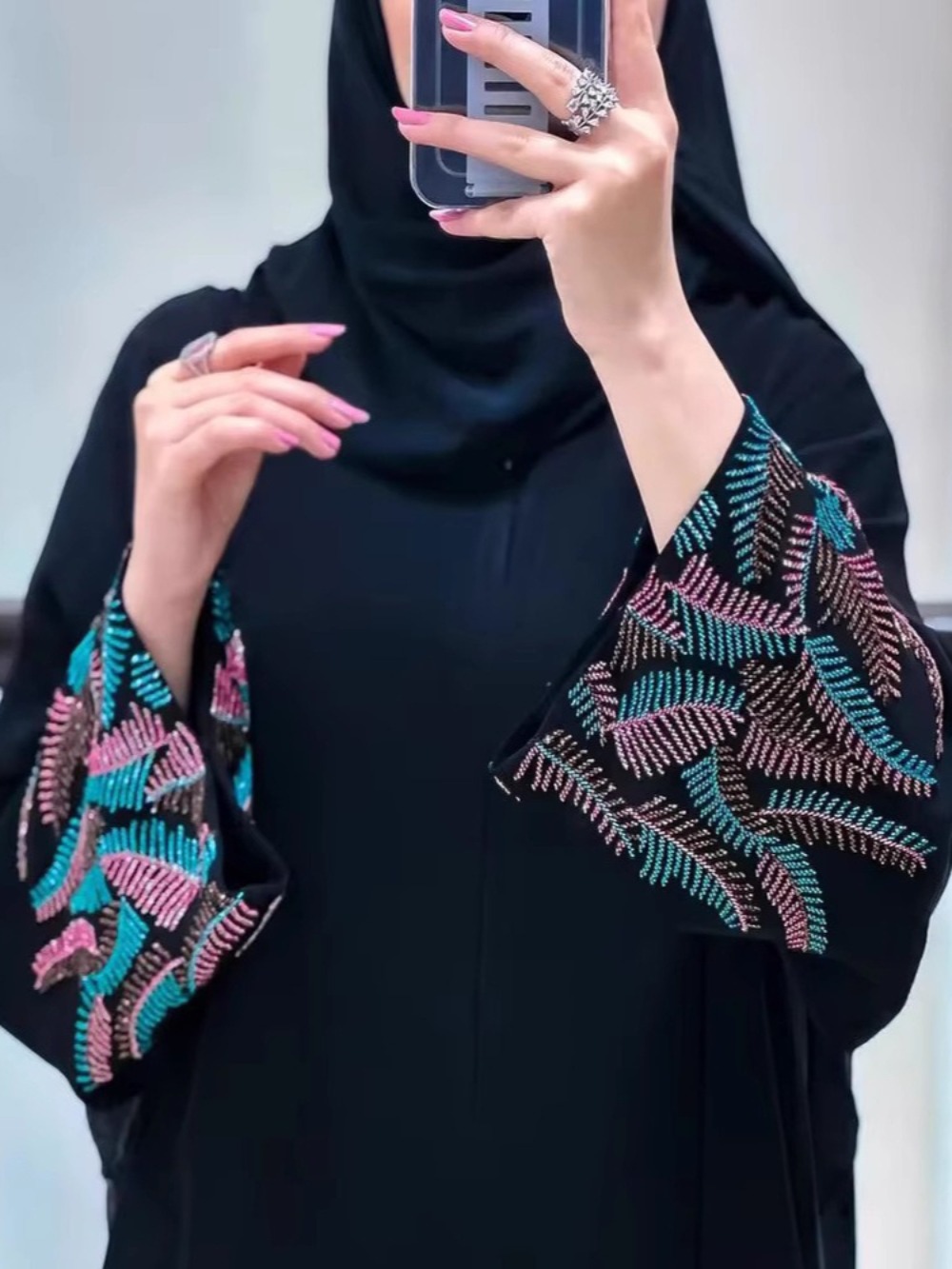イード女性アバヤパーティードレス刺繍スリーブイスラム教徒アバヤ Jalabiya ラマダンカーディガンドレスラルゴカフタンアラブロングローブ 2025