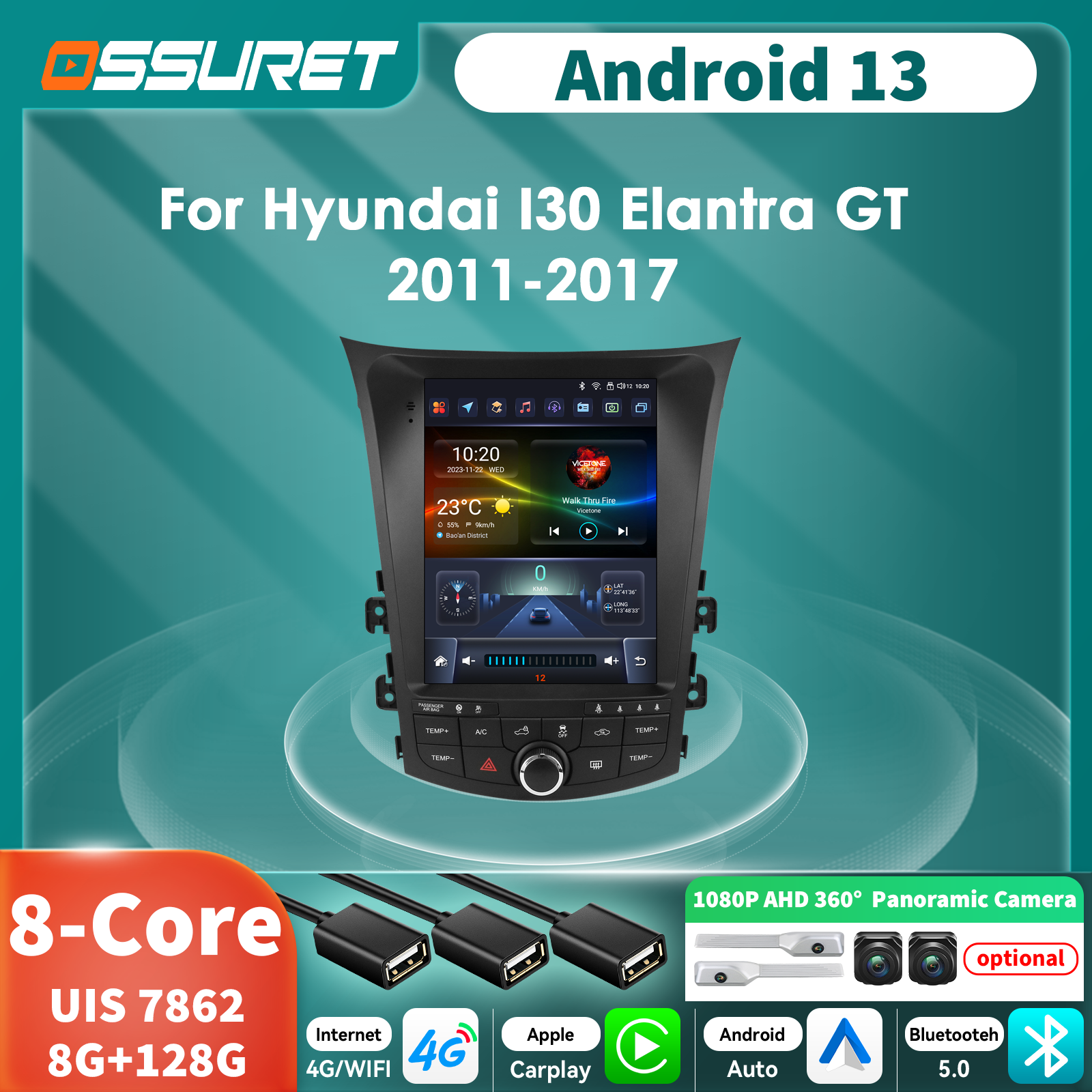 9.7 "Carplay Apple カーラジオ Android 自動ヒュンダイ I30 エラントラ GT 2011 - 2017 マルチメディア Autoradio 車インテリジェントシステム