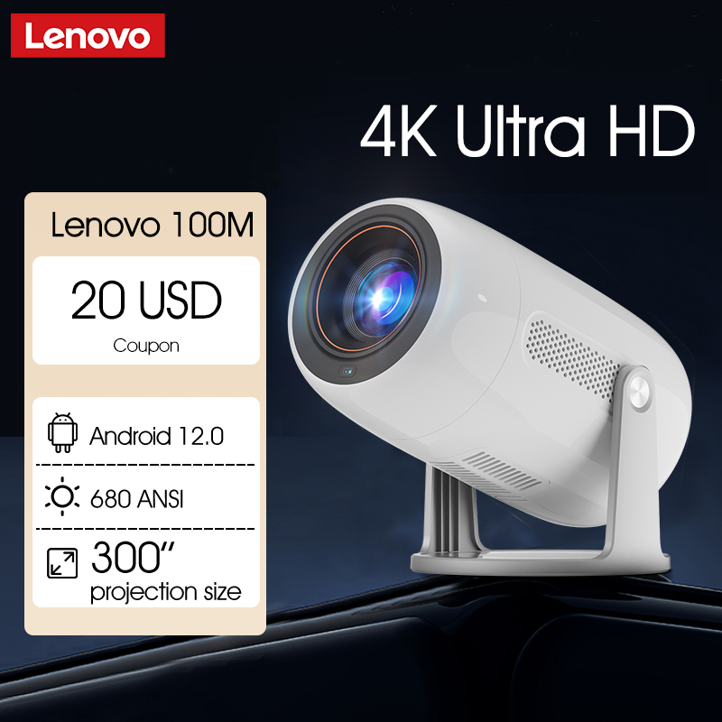 レノボポータブル 4K プロジェクター 100M アンドロイド 12 WIFI 6 TOF ノーセンスオートフォーカス屋外フル HD プロジェクタービデオ映画ホームシアター