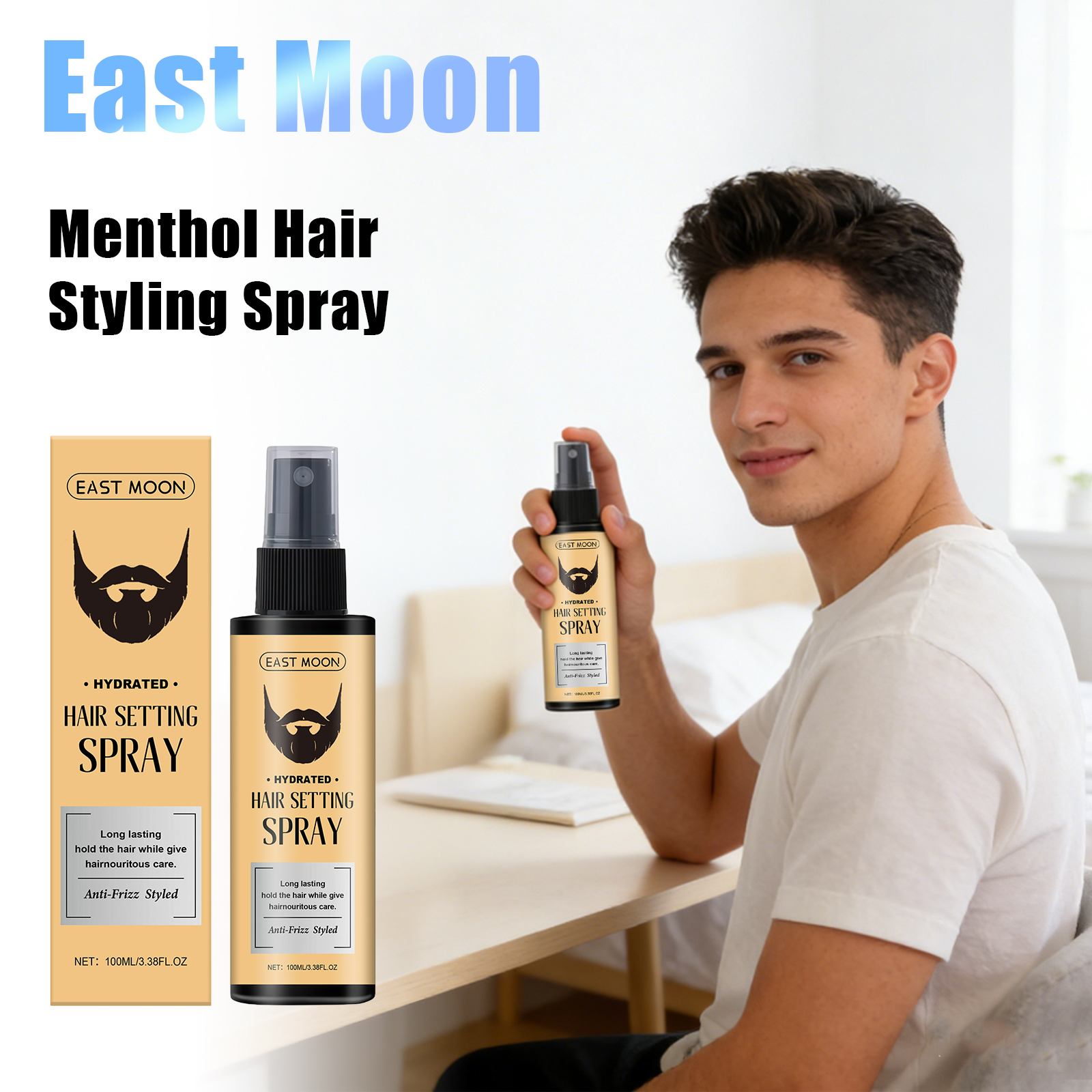 East Moon ヘアスタイリング スプレー ラスティング ホールド イージー グルーミング アシスト シェーピング コンフォート 栄養補給 非粘着性 速乾性 ヘアセット スプレー