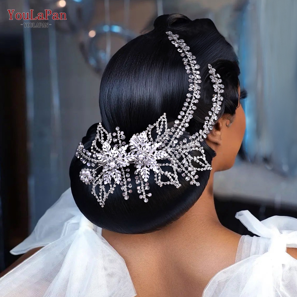 YouLaPan ラインストーンティアラブライダルヘッドドレスウェディングヘアアクセサリーページェントクラウン女性ヘアクリップブライダルヘアピンパーティー用 HP254