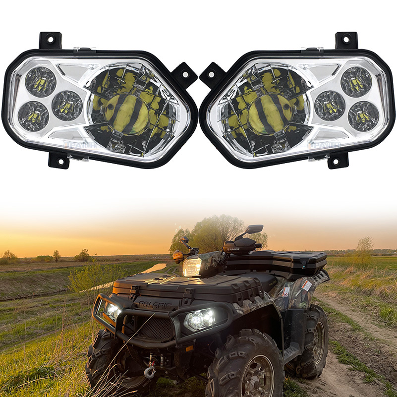 2 個のポラリス ATV LED ヘッドライト ハイロー 2012-2013 ポラリス RZR S サイド X サイドおよび 2012-2013 スポーツマン RZR 800 900 570 用。