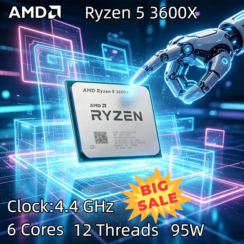 AMD Ryzen 5 3600X 3.8 GHz 6 コア 12 スレッド CPU プロセッサ 7NM 95W L3=32M 100-000000022 ソケット AM4 バルク