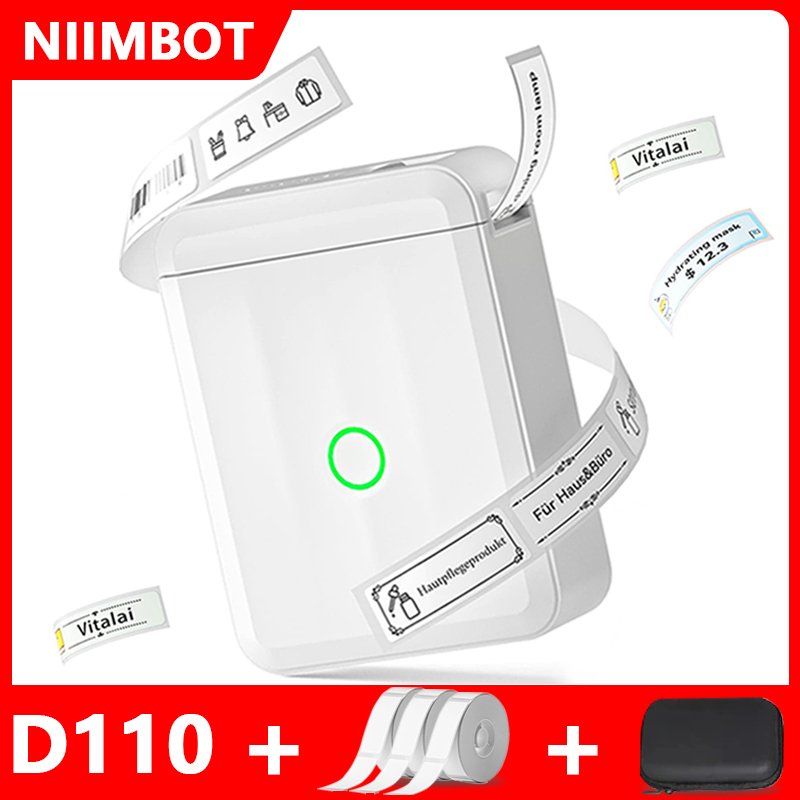 Niimbot D110 ワイヤレスミニポータブルプリンタスマートラベルプリンタ携帯電話用熱接着剤ステッカーラベリングメーカー機