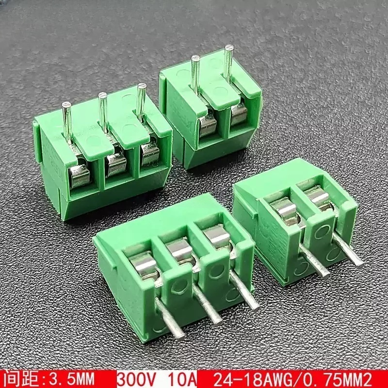 100 個 3.5 ミリメートルピッチネジ端子コネクタ PCB 端子台グリーン脚 KF350 銅 KF350-2P/KF350-3P