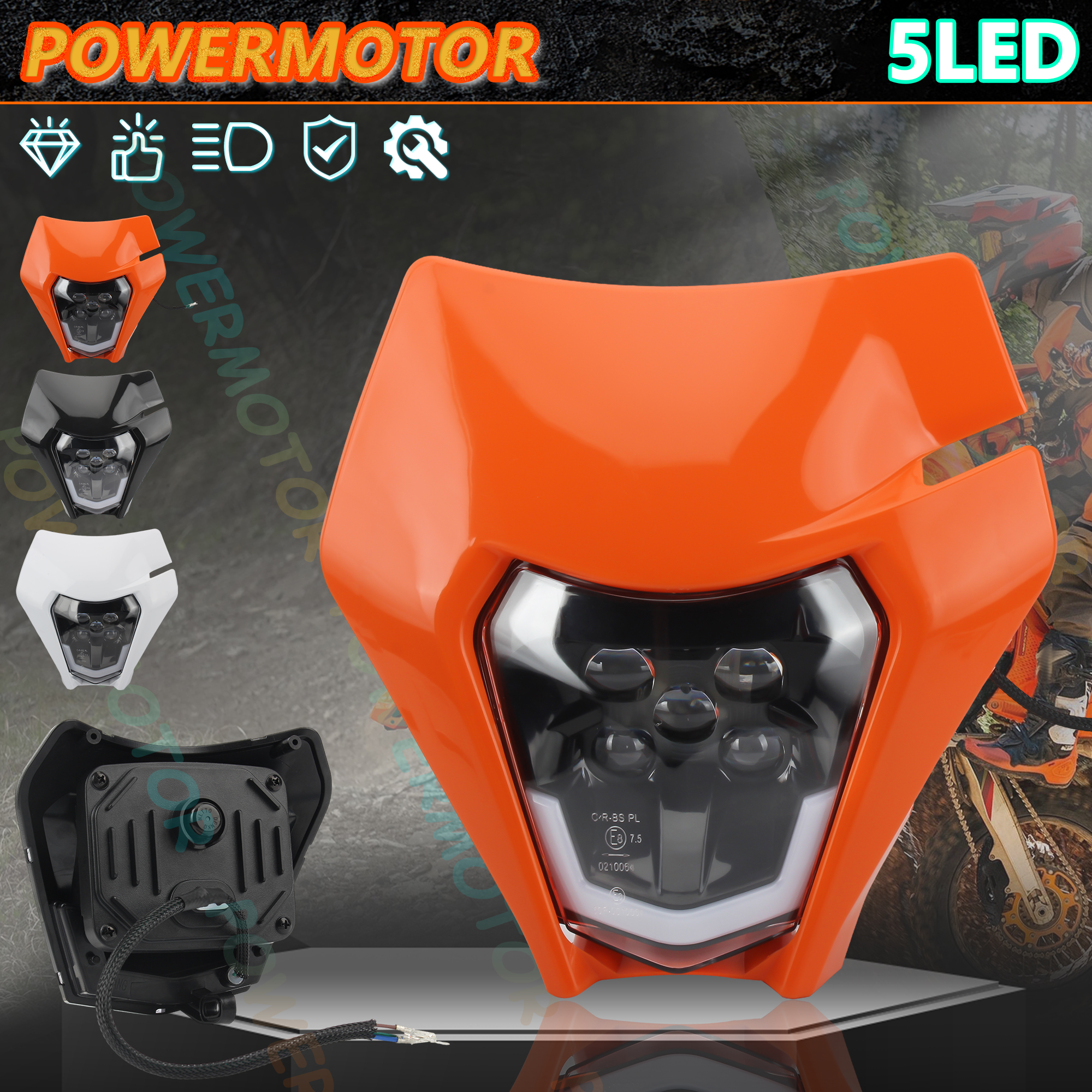 オートバイ LED ヘッドライトプレート KTM EXC XC SX MX XC 125 250 300 450 スーパーモトエンデューロユニバーサルダートバイクヘッドライト
