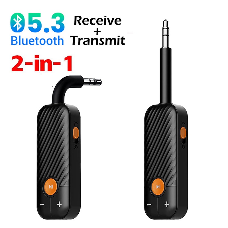 Bluetooth 5.2 オーディオレシーバートランスミッター 3.5 ミリメートル AUX マイクステレオ音楽ワイヤレスアダプター付きヘッドフォンテレビ車のヘッドセットスピーカー