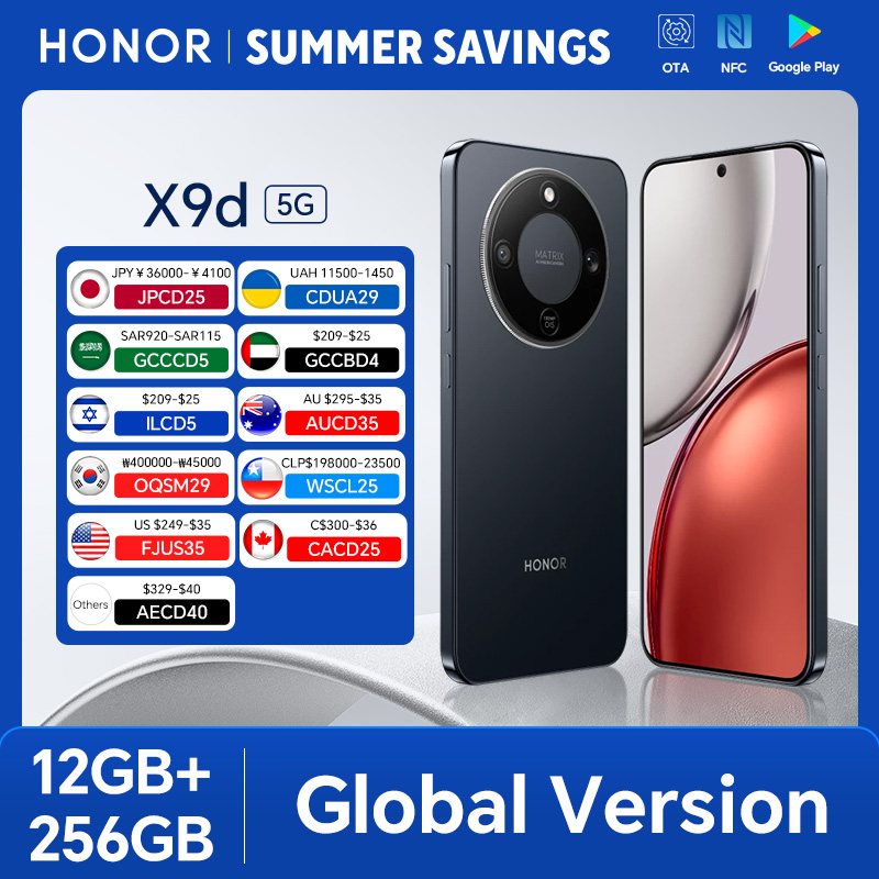 HONOR X9d 12GB 256GB グローバルバージョン 5G スマートフォン 6.79 ''120Hz AMOLED スクリーン 108MP AI メインカメラ 8300 mAh 66W スーパーチャージング