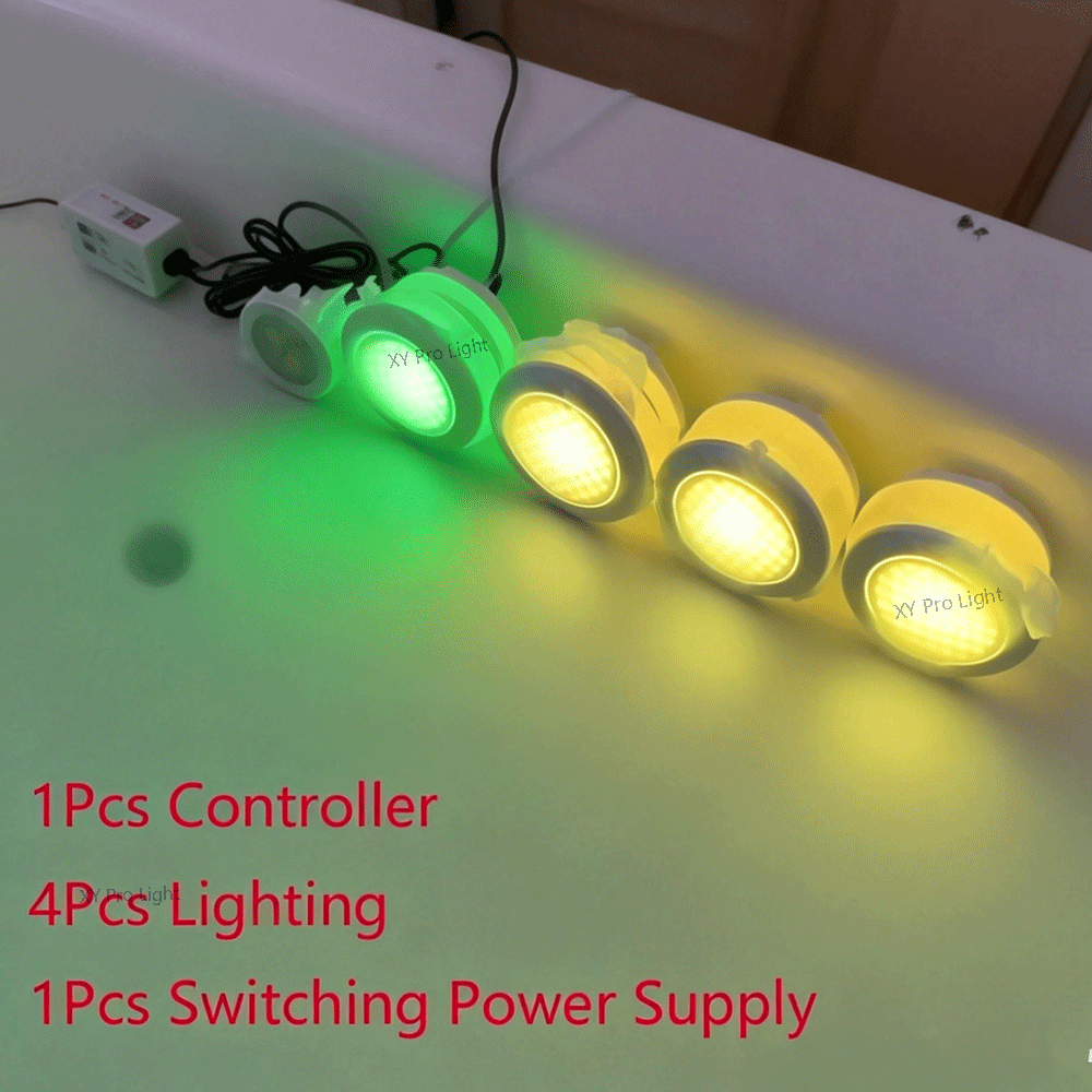 68 ミリメートル RGB 水中バスライト AC12V 100mA クロムメッキ面カラフルな表面水中 LED プールライト LED 浴槽ランプ