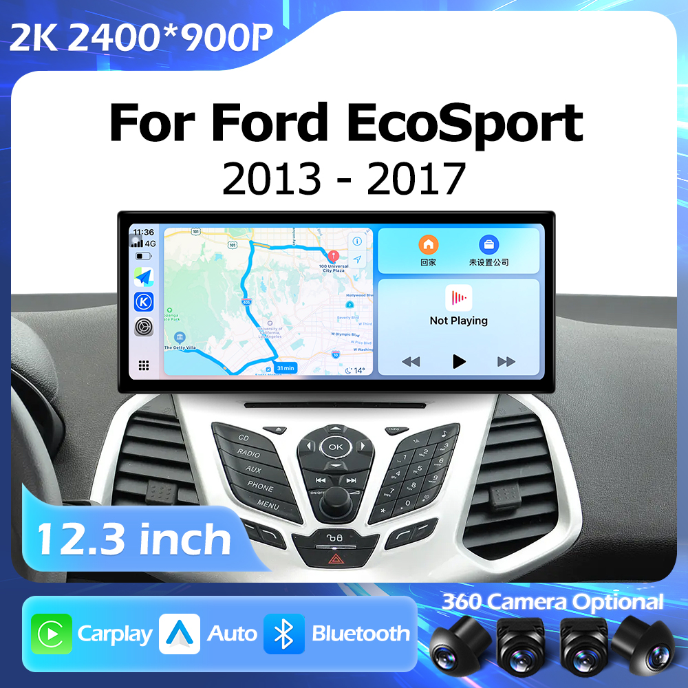 Carplay 2400*900P 12.3 インチフォード EcoSport 2013-2017 Lntelligent マルチメディアタッチスクリーン GPS Android 自動 Bluetooth WIFI DSP