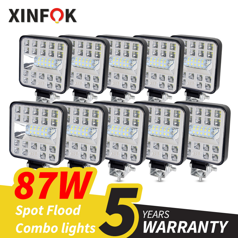 車 LED ワークライトコンボビーム 3030 SMD 87 ワット超高輝度フラッドスポット 6500K DC 12-24 ボルトスポットライトトラック 4x4 4WD