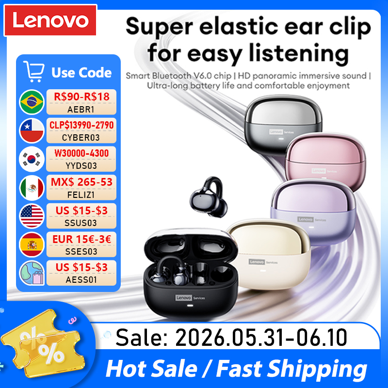 Choice Lenovo LE302 OWS イヤークリップワイヤレスイヤホン低遅延 HD 通話 Bluetooth ヘッドフォン HiFi 音楽スポーツファッションイヤホン