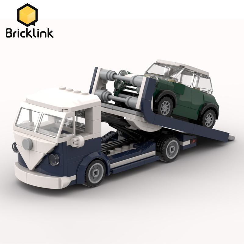 Bricklink テクニカルカー 10220 VW T1 トレーラーフィットミニスケールレッカー車 6 スタッドワイド車両セットビルディングブロック子供のおもちゃギフト