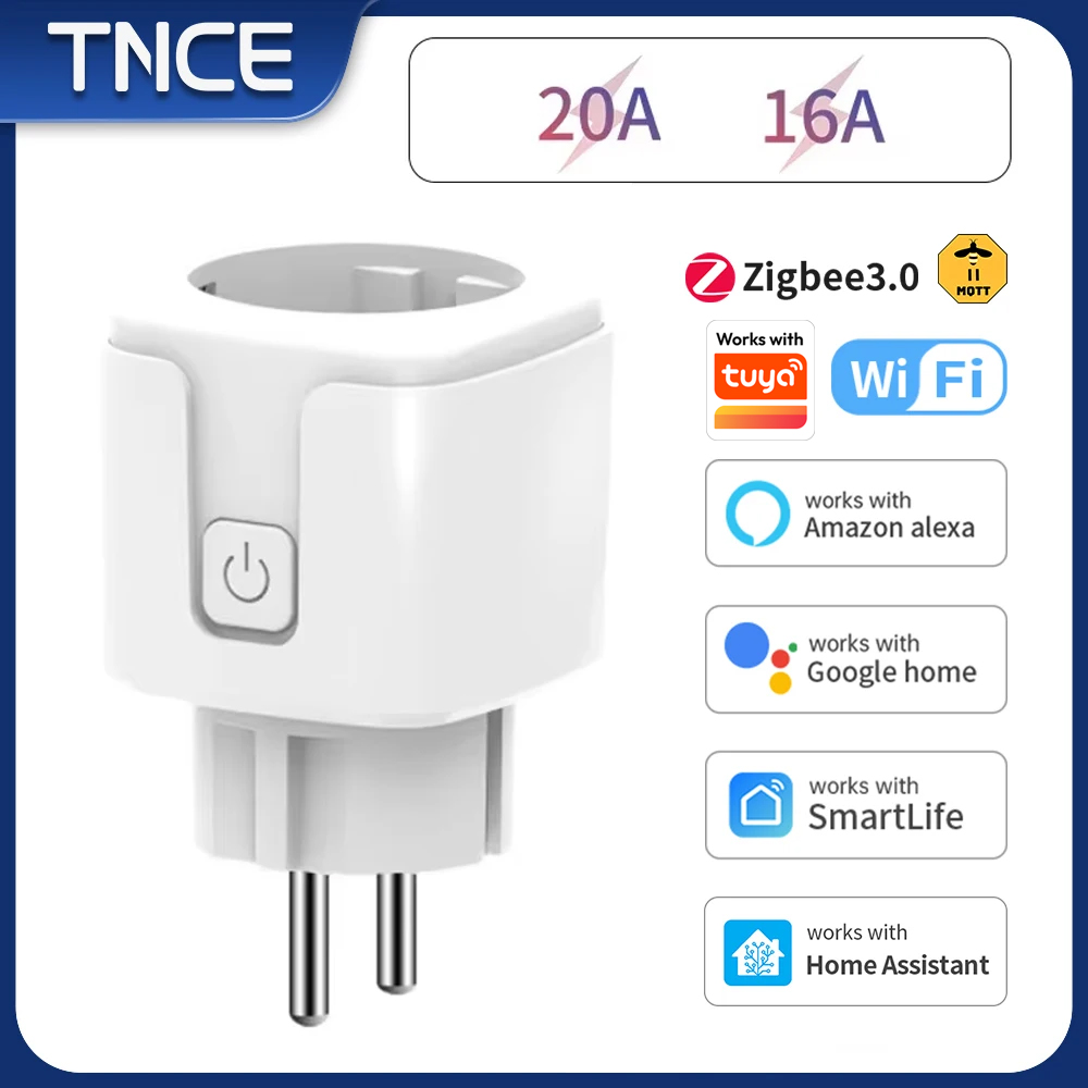TNCE Tuya wifi/Zigbee ソケット EU プラグ 16/20A スマートパワーモニターリモコンスマートライフアプリ音声 Alexa Google ホームアリス