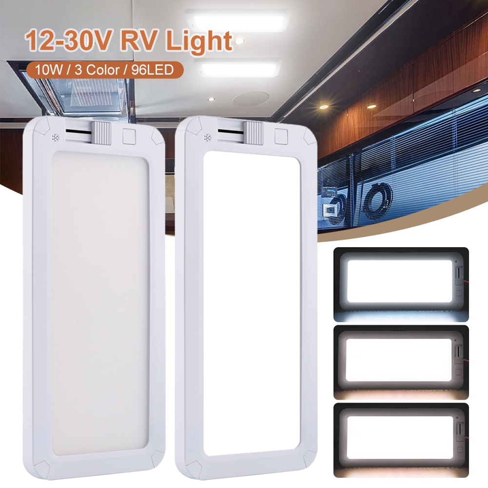 RV インテリアライト 96LED 3 色調光可能な室内照明 12V-30V 天井ドームライトキャンピングカー RV トラックキャンピングカーキャラバン用