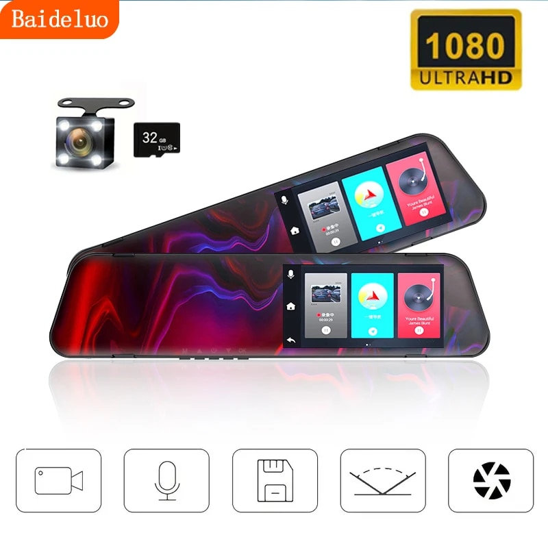 車のフロントとリアのデュアルレンズ HD ナイトビジョン 1080p ドライブレコーダー4 インチのバックミラー車の DVR、車のレコーダー、車のモニタリング
