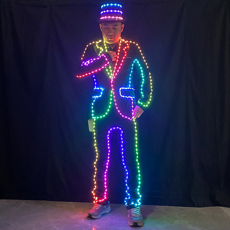 LED スーツジャケットデジタルリモコンライトアップ衣装フルカラー MJ ダンススーツ発光ステージダンスパフォーマンスショードレス