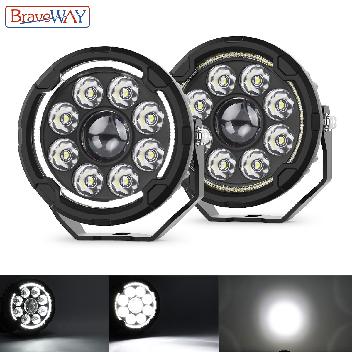 BraveWAY LED スポットライト/フォグランプ バイク用 ADV GS BMW用 BMW/カワサキ/スズキ/ヤマハ/KTM/ハーレーダビッドソンオフロード用
