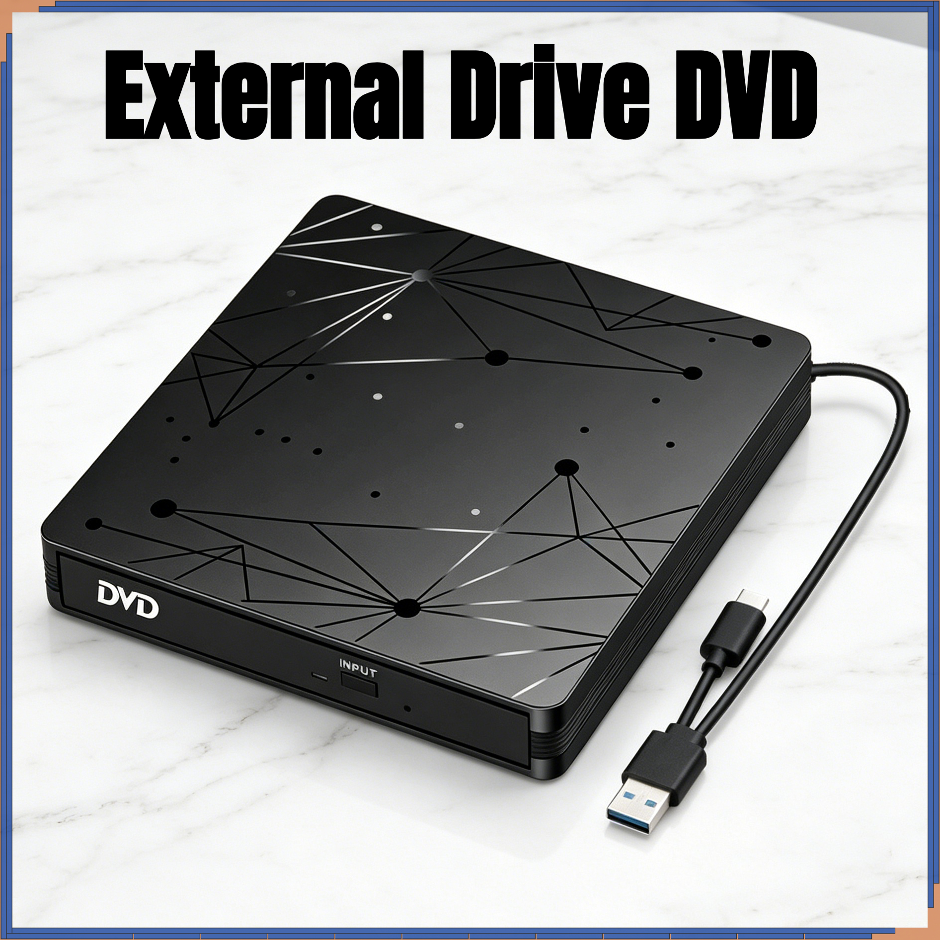 USB3.0 Type-C 外部 2-In-1 DVD バーナー RW CD スリム光学ドライブ リーダー プレーヤー ライター ポータブル CD-ROM DVD-RW ラップトップ PC 用