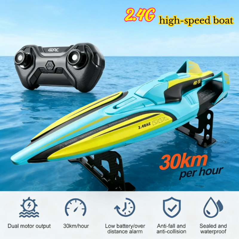 S1 2.4GHz デュアルモーター RC ボート、長期耐久性高速レーシングスピードボート、子供向け夏の屋外水おもちゃギフト