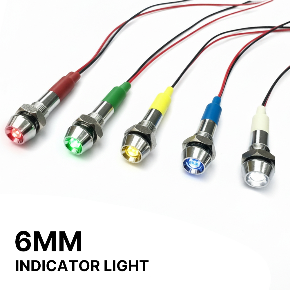 FILN 5/25 個 6 ミリメートル IP67 防水パイロットライト金属 LED 警告インジケータランプ 12-24V 車ボートダッシュボード電源信号灯