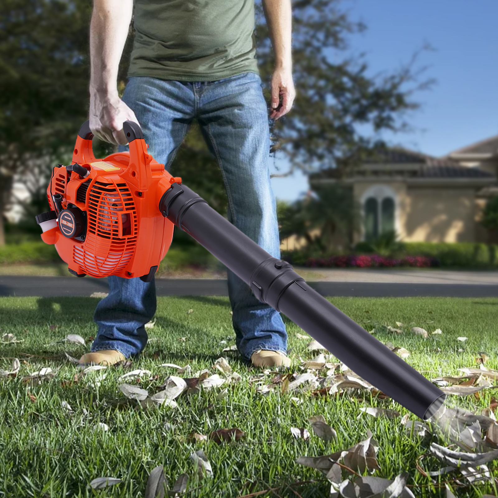 ガスリーフブロワー 25.4CC 2 ストローク 4.59ft3/h 商用ハンドヘルドガスリーフブロワー草芝生庭ダストブロークリーニングツール