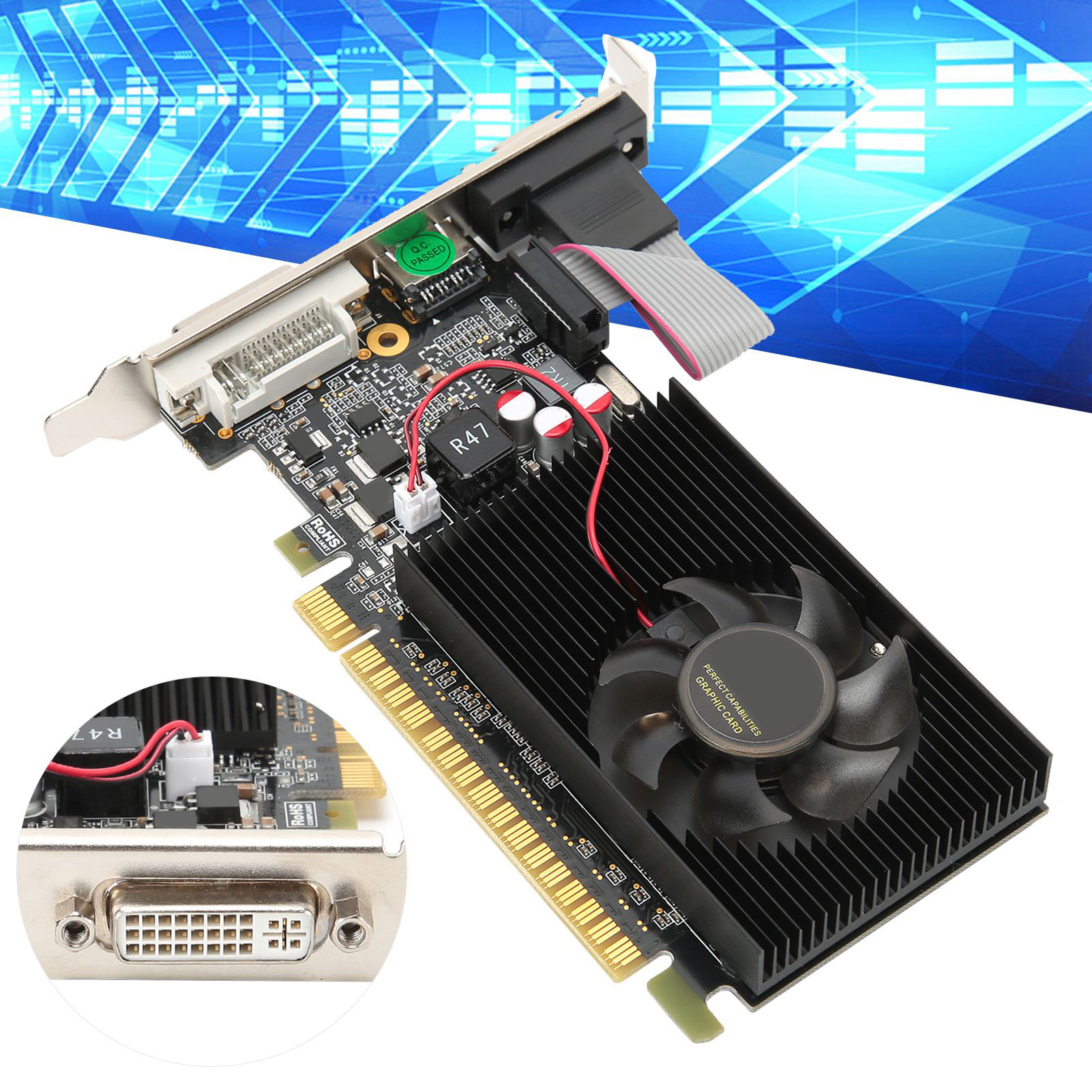 コンピューターディスプレイカード GT730 2GB グラフィックカード デスクトップコンピューターアクセサリ 64ビット DDR3 ディスプレイインターフェースアダプタ