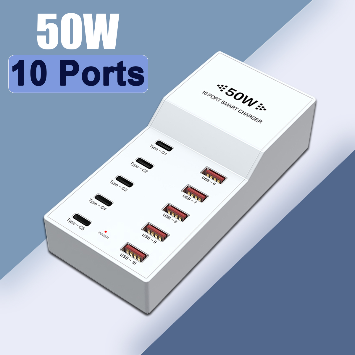 ホワイト 50W 5 ポート USB-A PD QC 3.0 5 ポート高速充電ステーション Android Apple 携帯電話およびその他の USB デバイス用