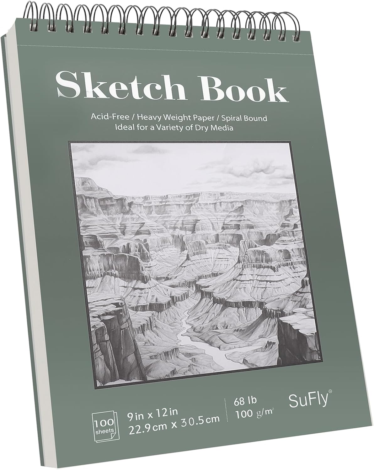 スケッチブック 9x12、画用紙パッド-68ポンド/100gsm、トップスパイラルスケッチブックハードカバー、100枚スケッチパッド子供用教室アートS