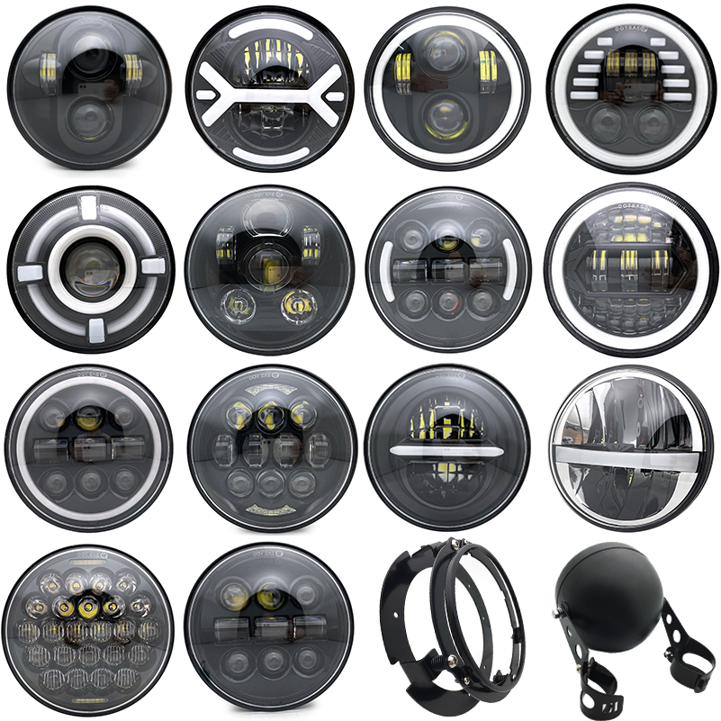ブラック 5.75 インチ LED ヘッドライト 5 3/4 インチ LED DRL 40W バイクヘッドライト、Harley Sportster 883 XL883 FXCW 用。