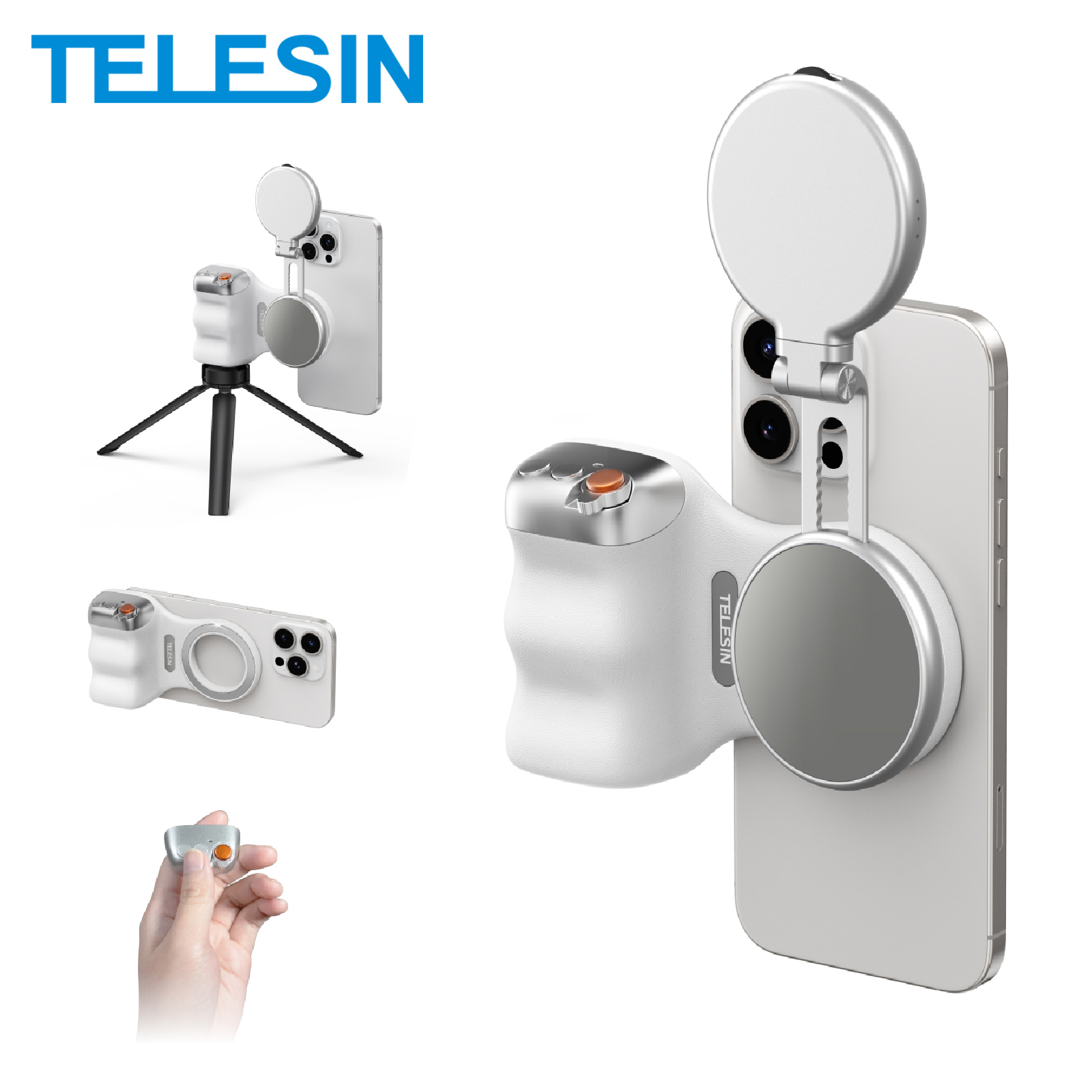 TELESIN 電話カメラ撮影ハンドグリップ磁気スマートフォンホルダー撮影補助リモコンハンドル Iphone Android 電話用