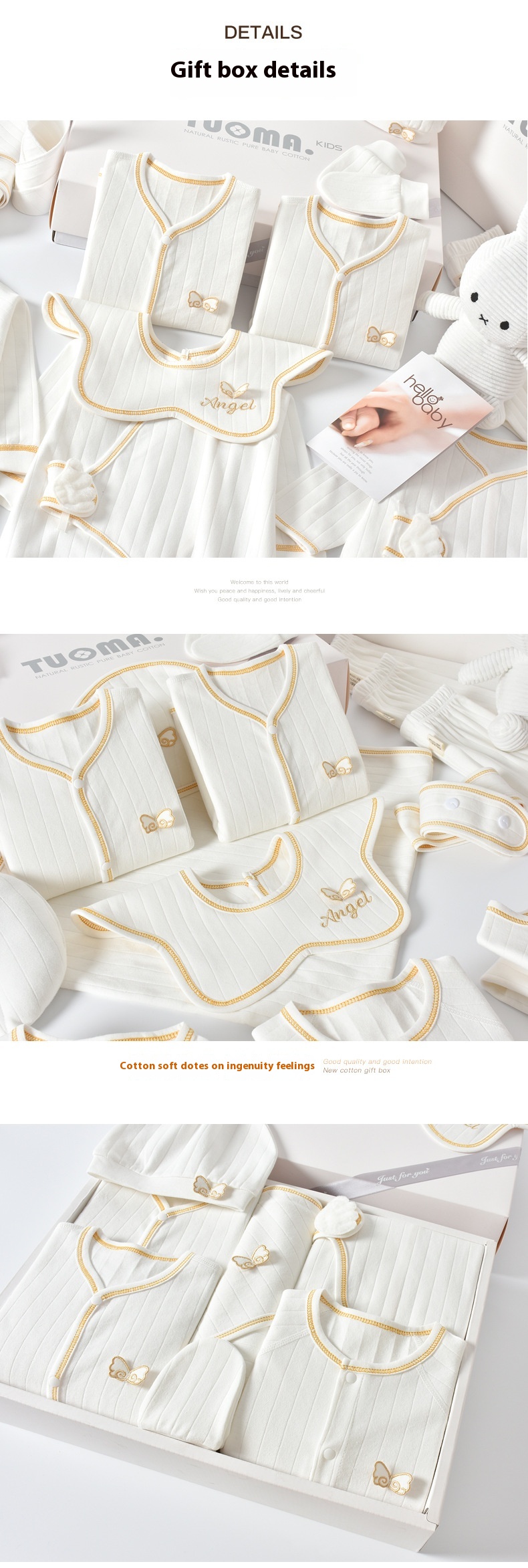 新生児ギフトセット 綿100% ベビー服 ファッションスタイル 1ヶ月会議用品 ボタン留め 秋と冬用