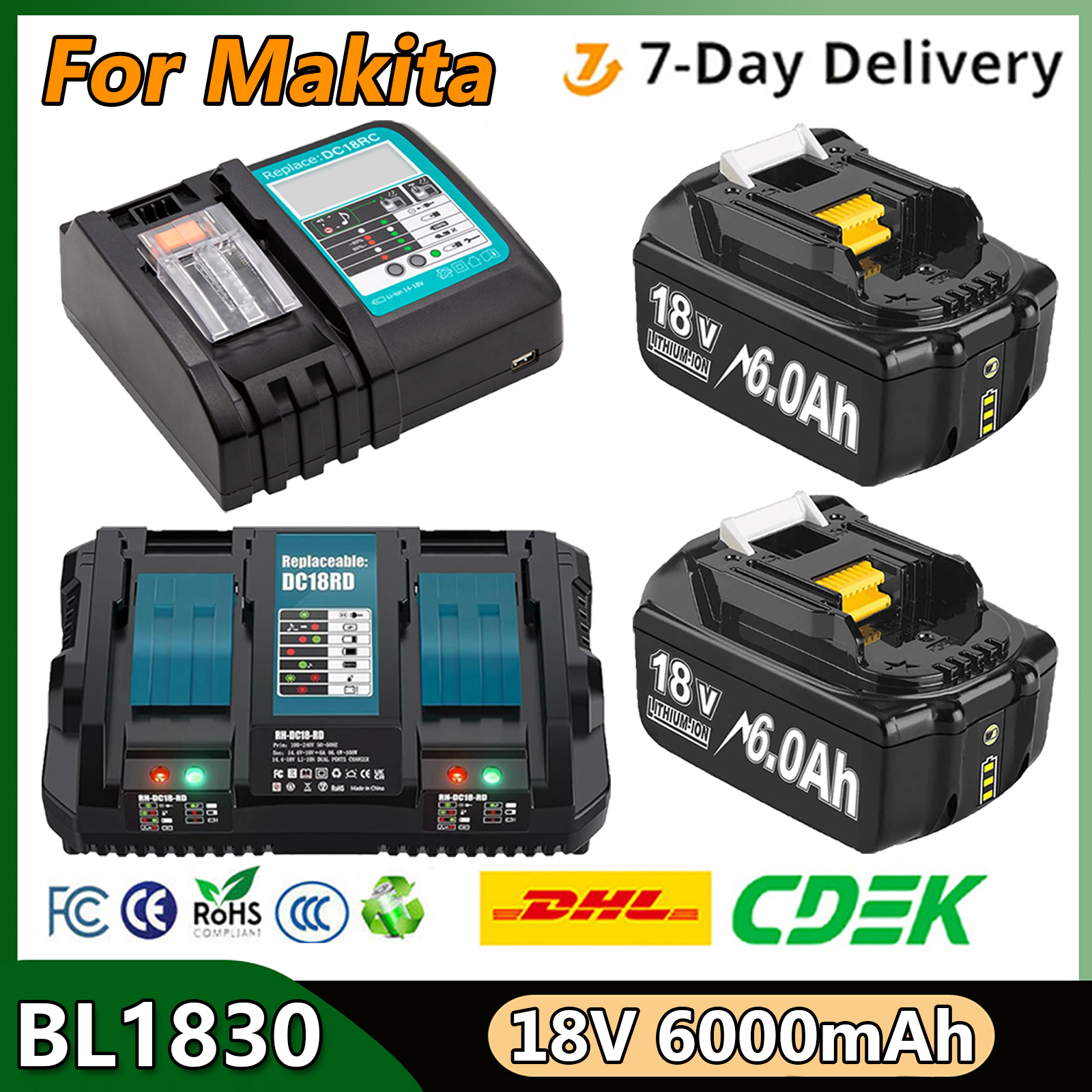 マキタ BL1830 交換用バッテリー 6000mAh バッテリー 18V BL1830 BL1815 BL1860 BL1840 ツール充電式バッテリー 6A 充電器