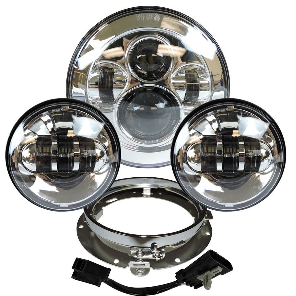 7 "LED プロジェクターヘッドライト 4.5" フォグパッシングライトハーレーツーリングエレクトラグライドロードキングソフテイルナイトトレインバッドボーイランプ