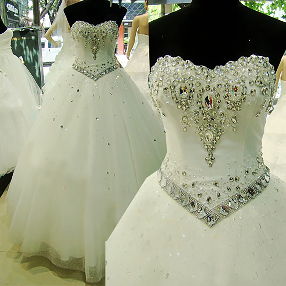 Fansmile カスタマイズされたプラスサイズ Vestido De Noiva クリスタルラインストーンボールウェディングドレス 2025 ヴィンテージレースチュールマリアージュ FSM-631F