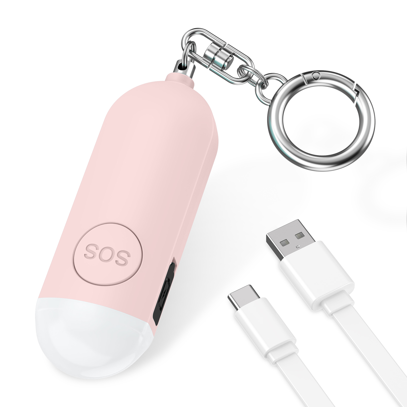 130dB 個人安全警報キーホルダー USB 充電式 LED 懐中電灯ストロボ自己防衛女性子供緊急セキュリティサイレン