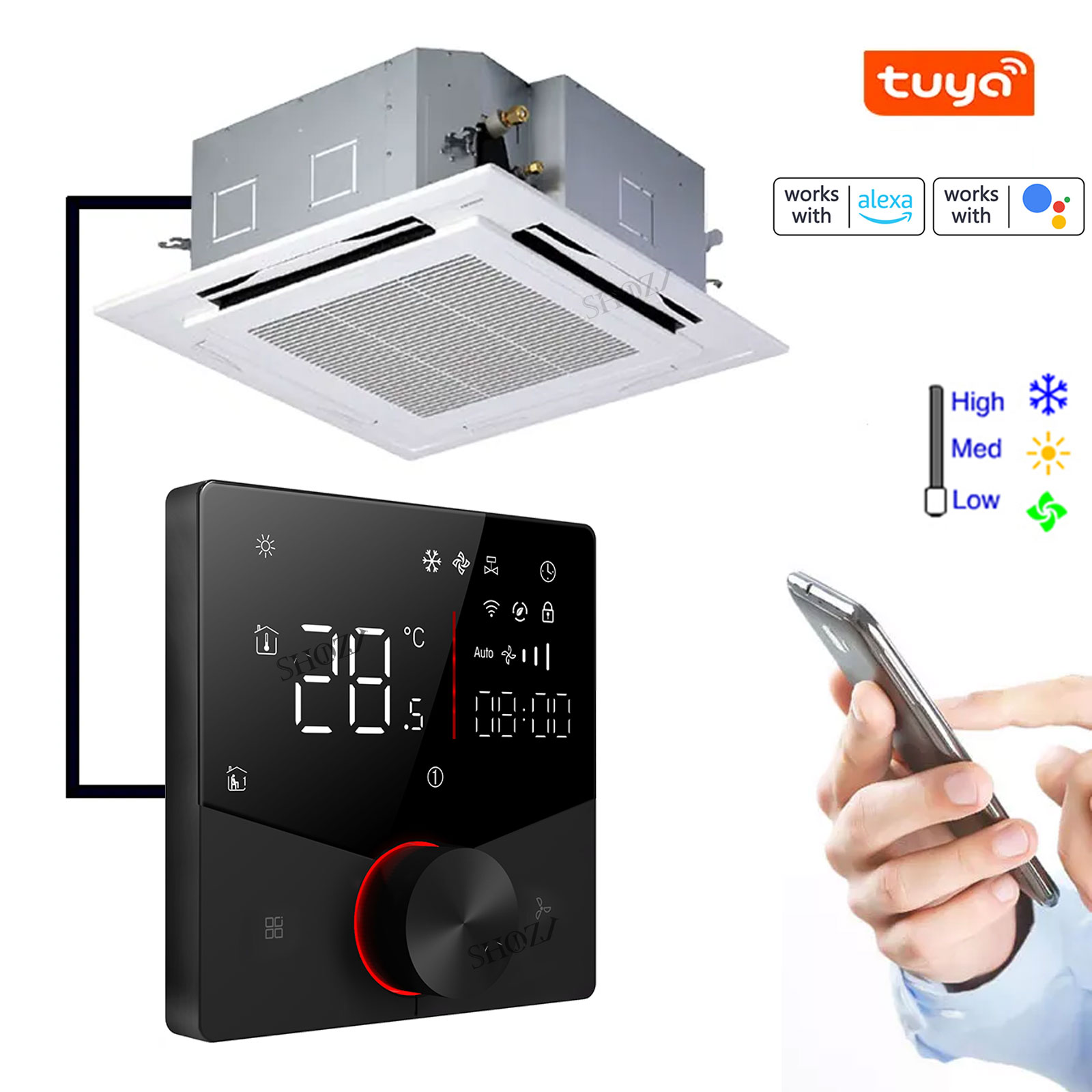 EU 24V 220V WIFI スマートエアコンサーモスタット温度コントローラ冷却加熱プログラム可能なサーモスタットバルブ