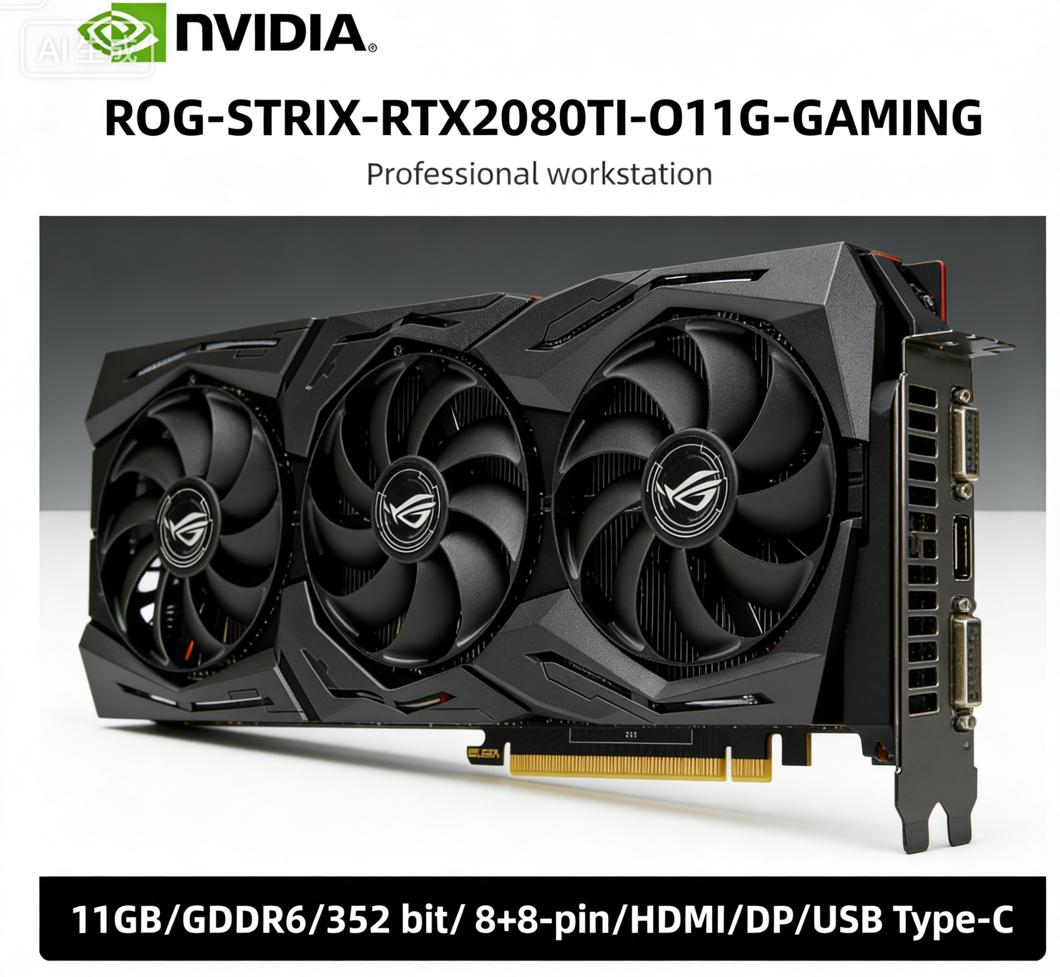 ASUS NVIDIA RTX 2080 Ti GPU STRIX RTX2080TI O11G GAMING 11GB GDDR6 352bit グラフィックカード PCI-E 3.0 HDMI DP USB Type-C 8ピン+8ピン