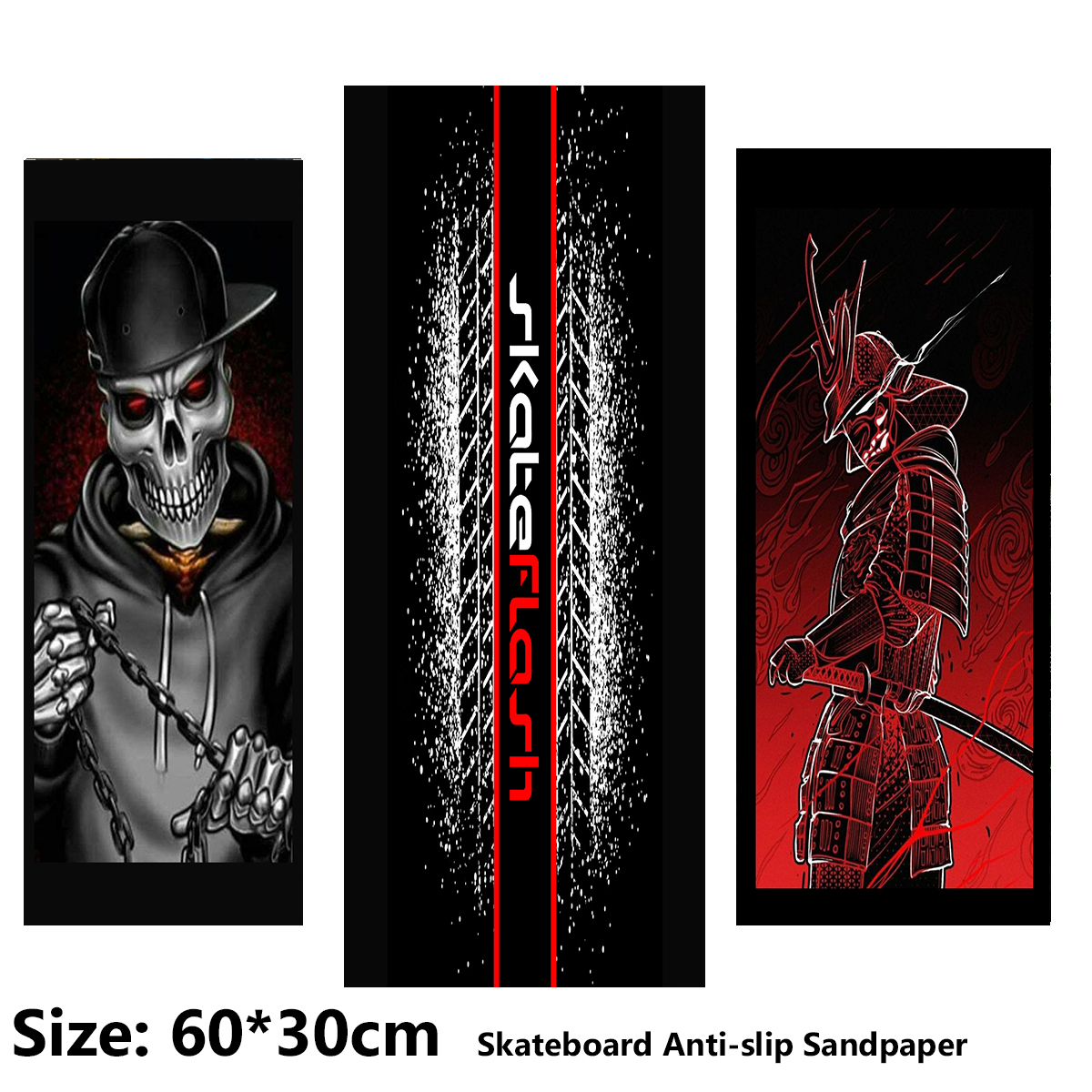 Skull Colorful Dark Pattern Electric Scooter Anti-slip Sticker Sandpaper Skateboard Grip Tape Sheet 60*30cm