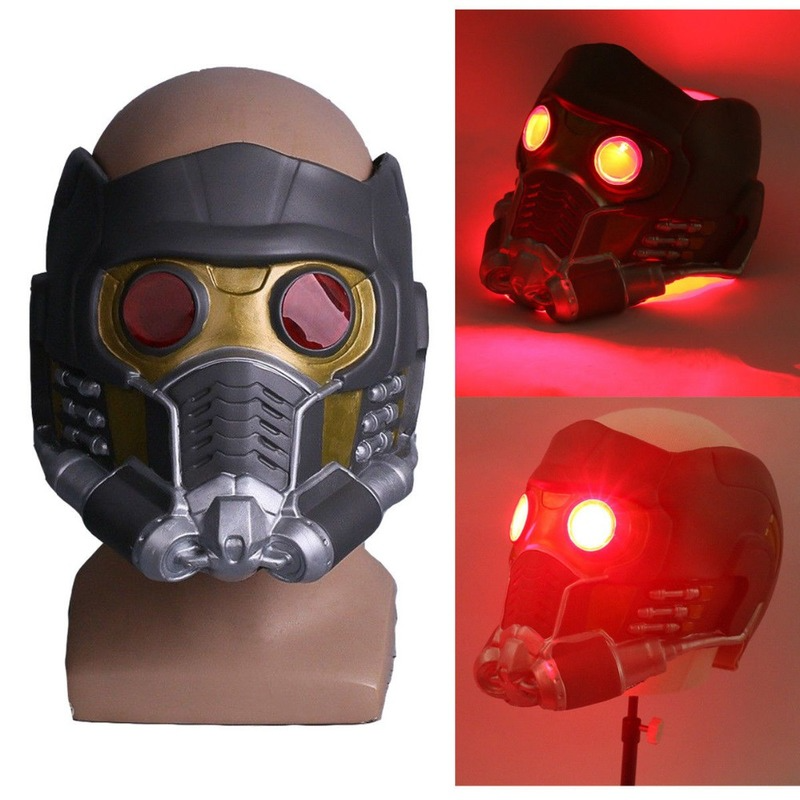 コスプレスターロード LED ヘルメットラテックスマスクインフィニティウォーピータージェイソンクイル LED マスクスーパーヒーロー小道具ハロウィンパーティー