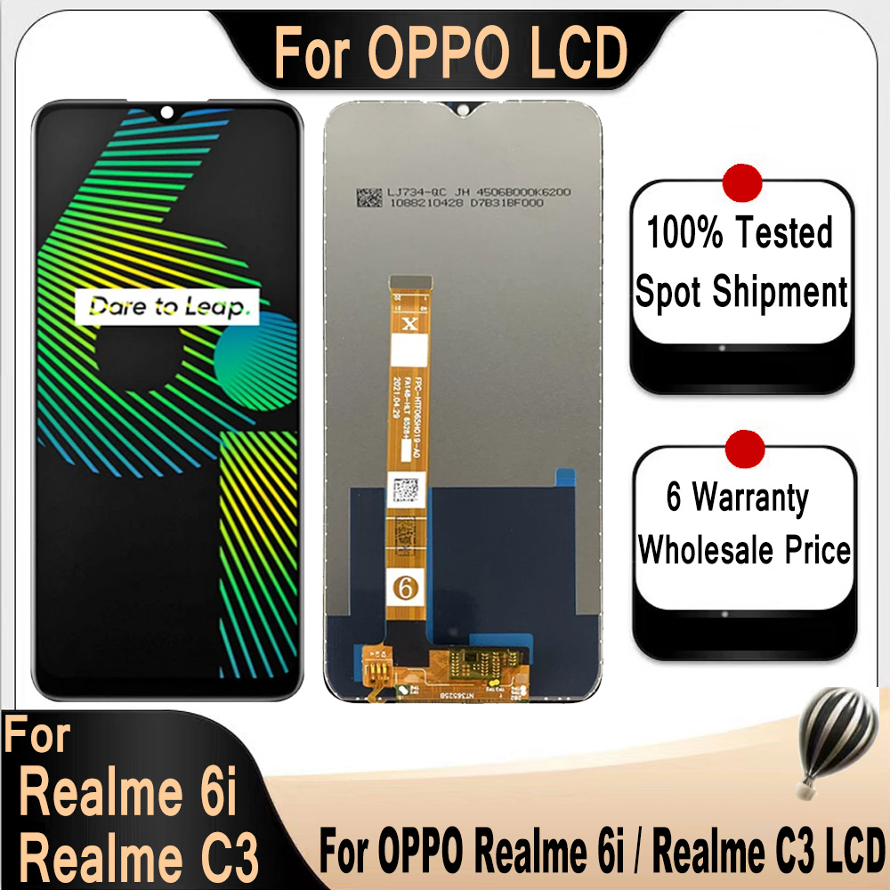 高品質ディスプレイ Realme 6i RMX2040 液晶画面タッチデジタイザアセンブリとフレーム OPPO Realme C3 ディスプレイ