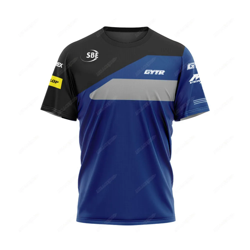 工場レーシング GYTR チームヤマハ MX GP モトクロス MTB バイク乗馬オートバイメンズブルーグレー T シャツ色褪せない速乾性夏